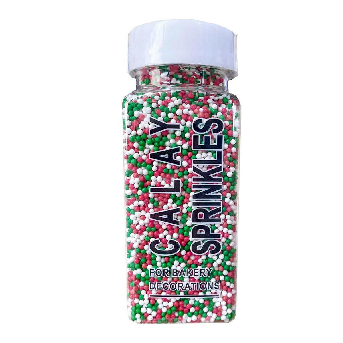 Sentovac Christmas Nonpareils Sprinkles Edible 2mm Mini Peals Red Green White Sprinkle for Cake