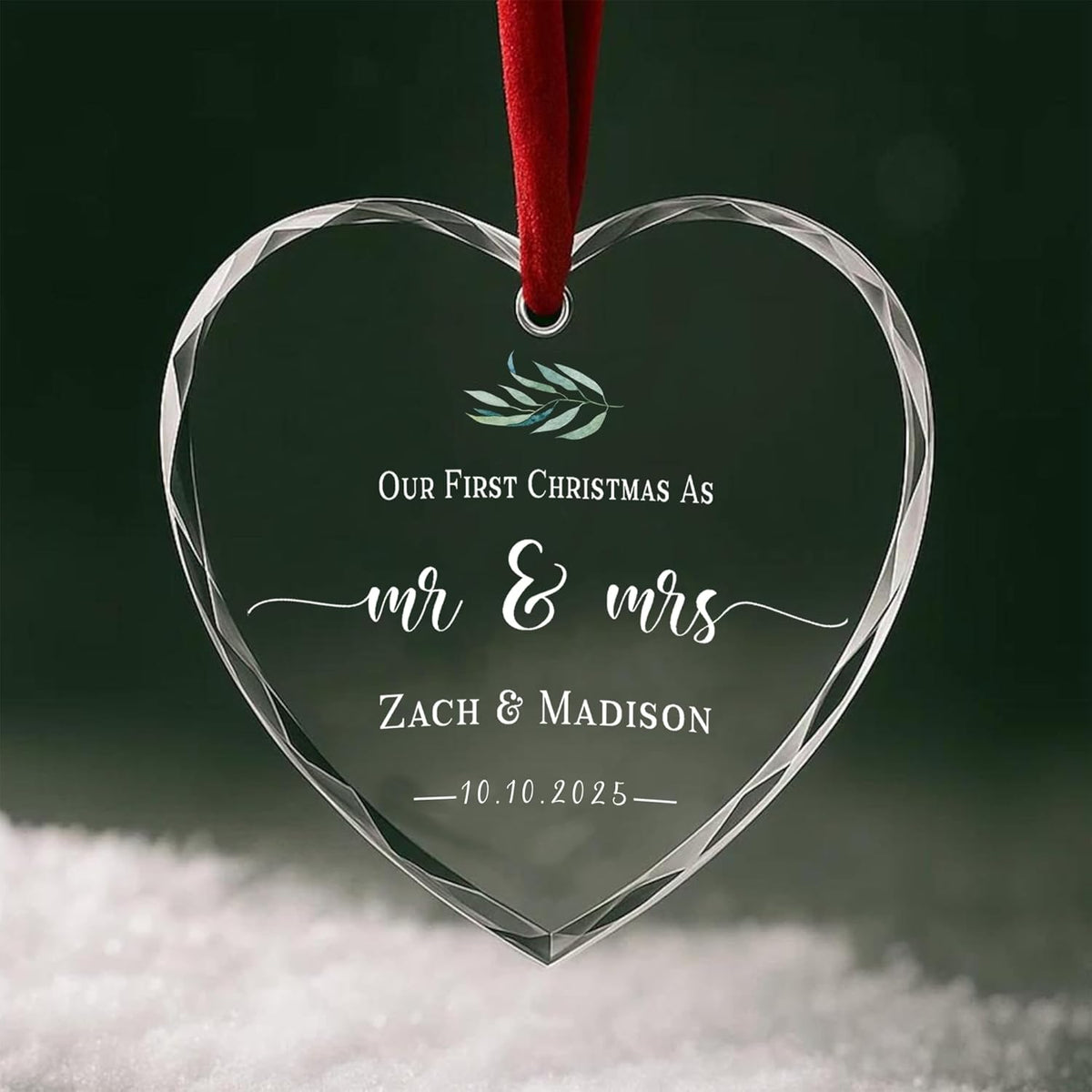 Personalized Glass Ornament 2025 for Married Couples with Name, Custom Wedding Keepsake Gift for