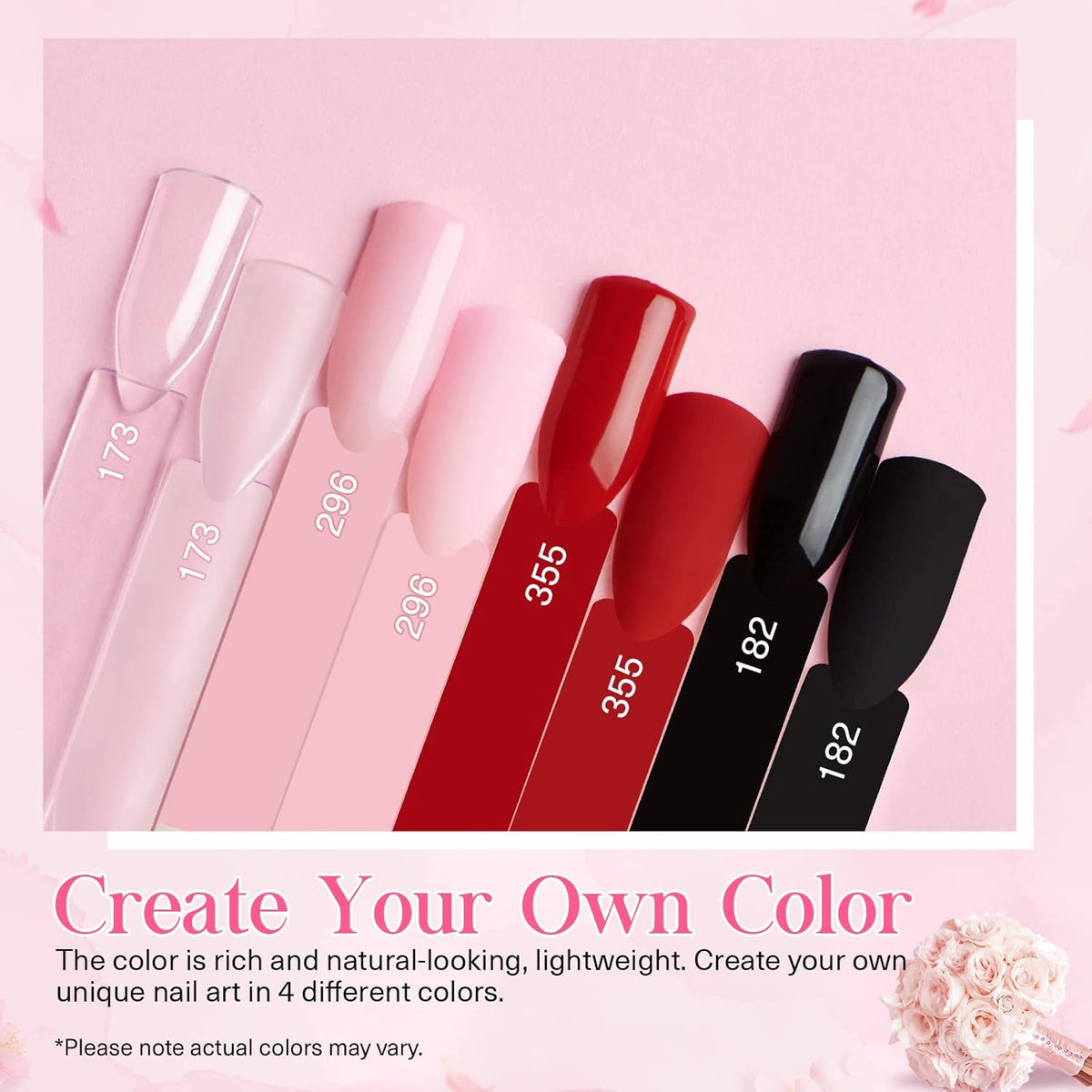 AZUREBEAUTY Dip Nails Powder Starter Kit, 4 Colors Pink Red Black Clear Dipping Powder System