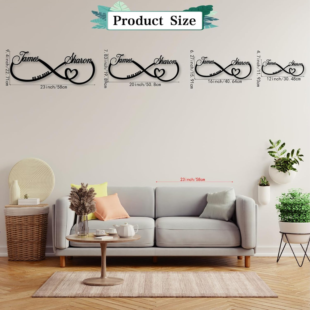 Personalized Custom Infinity Heart Sign, Metal Infinity Sign, Infinity Heart Wall Decor, Custom