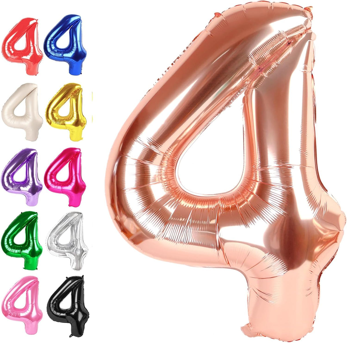 40 Inch Rose Gold Large Number 4 Balloons, Giant Foil Number Four 14 24 34 40 44 Balloons, Rose