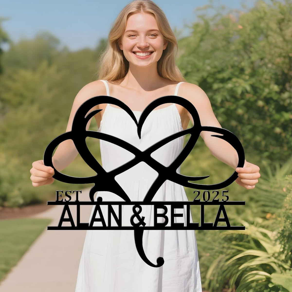 Personalized Valentine's Day Wedding Gifts For Couple, Custom Metal Signs Wall Art, Monogram Name