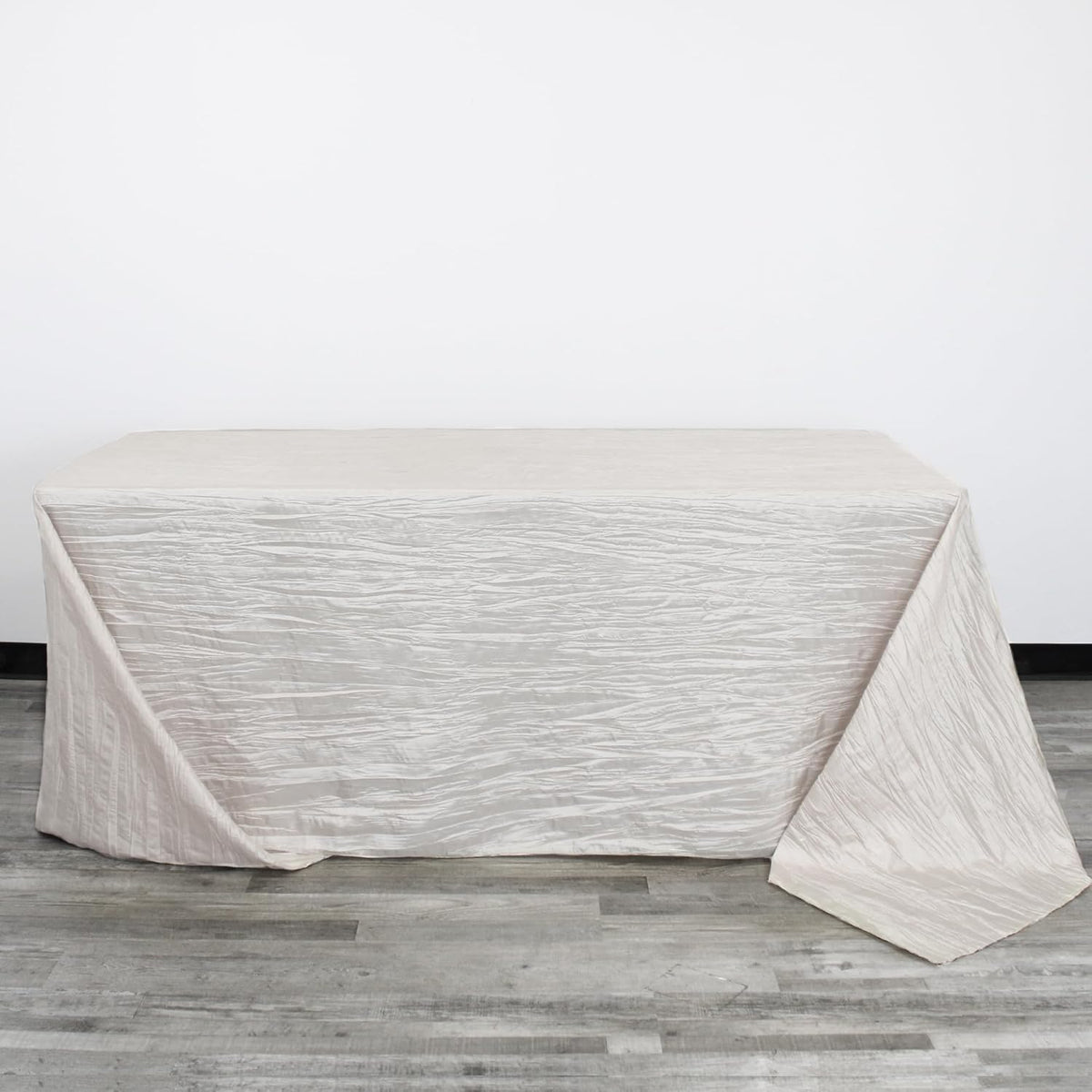 YOUR CHAIR COVERS - 90 x 156 inch Rectangular Crinkle Taffeta Tablecloth - Ivory