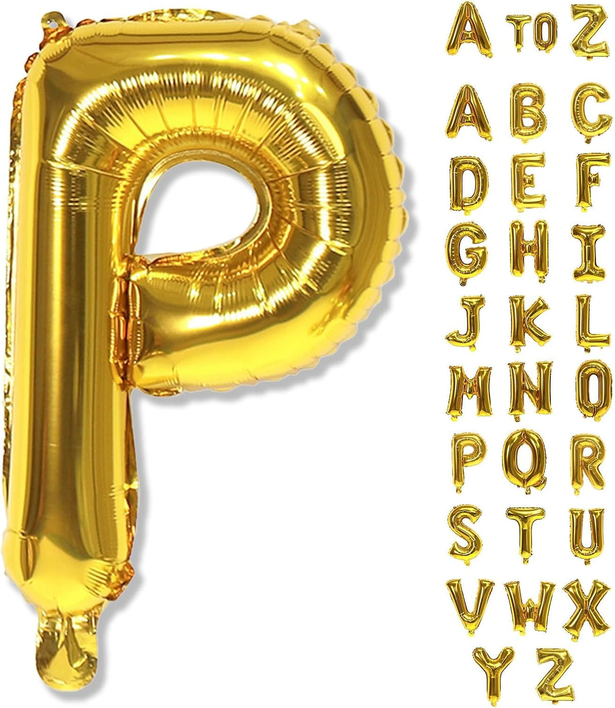 Giant P Alphabet Balloon Letters, Gold Self Inflating Custom Letter Balloons Birthday Decor, 40