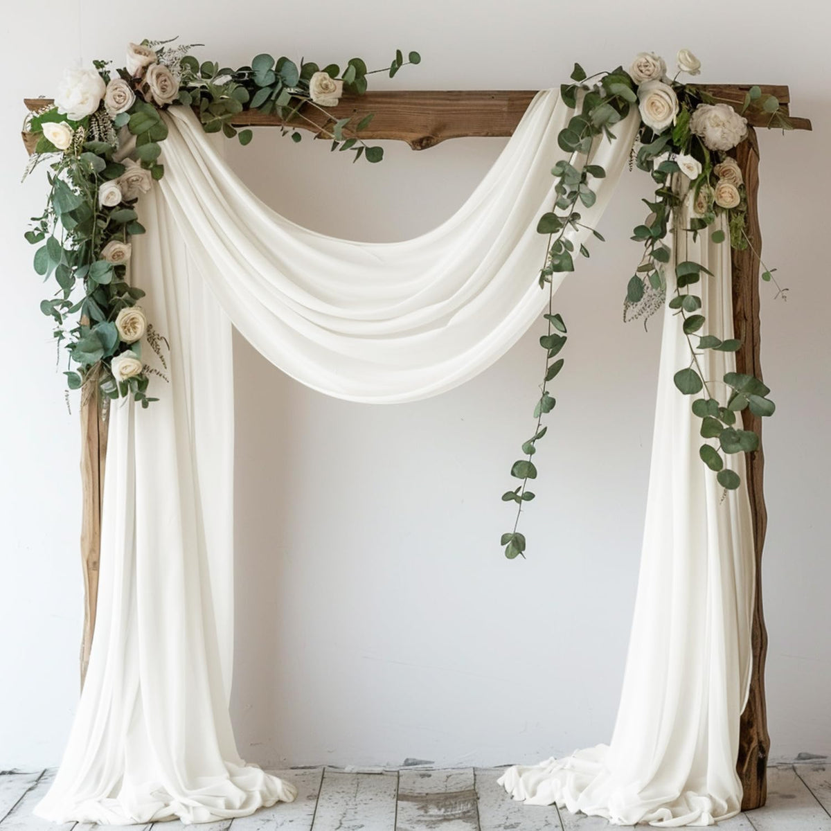 Wokceer Wedding Arch Draping Fabric 28.7" x 20FT Ivory Drapes Sheer Fabric Backdrop Arch Draping