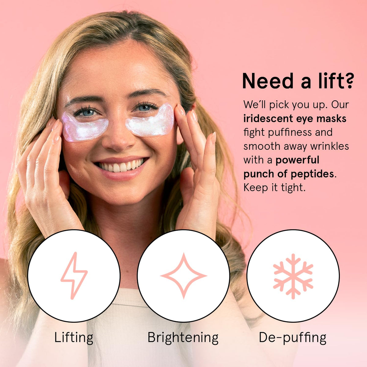 grace & stella Peptide Under Eye Patches with Niacinamide & Rice Extract - Firming Eye Masks for