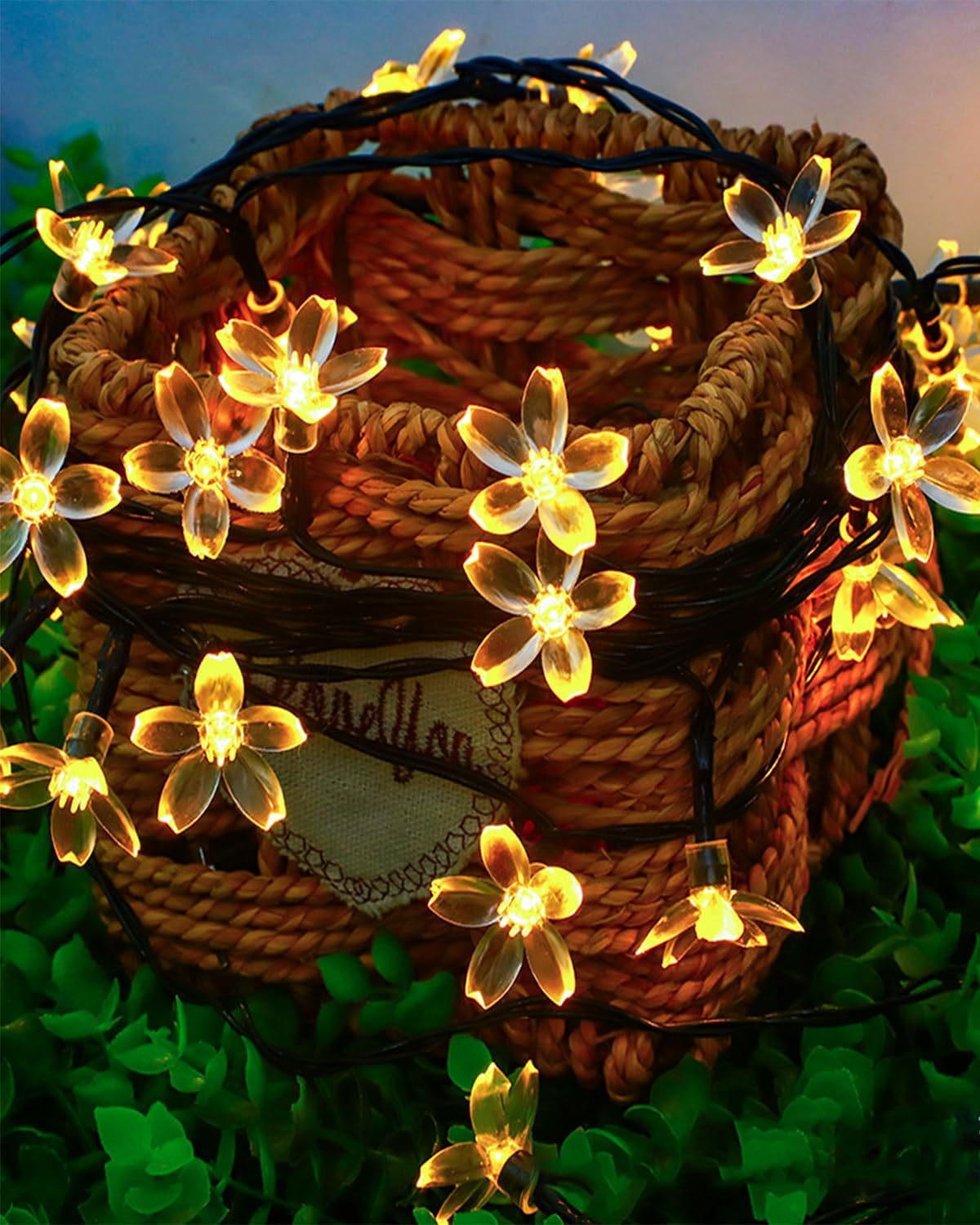 Cherry Blossom Fairy Flower String Lights Indoor Bedroom Decorations, 33ft 100 LED USB Plug in