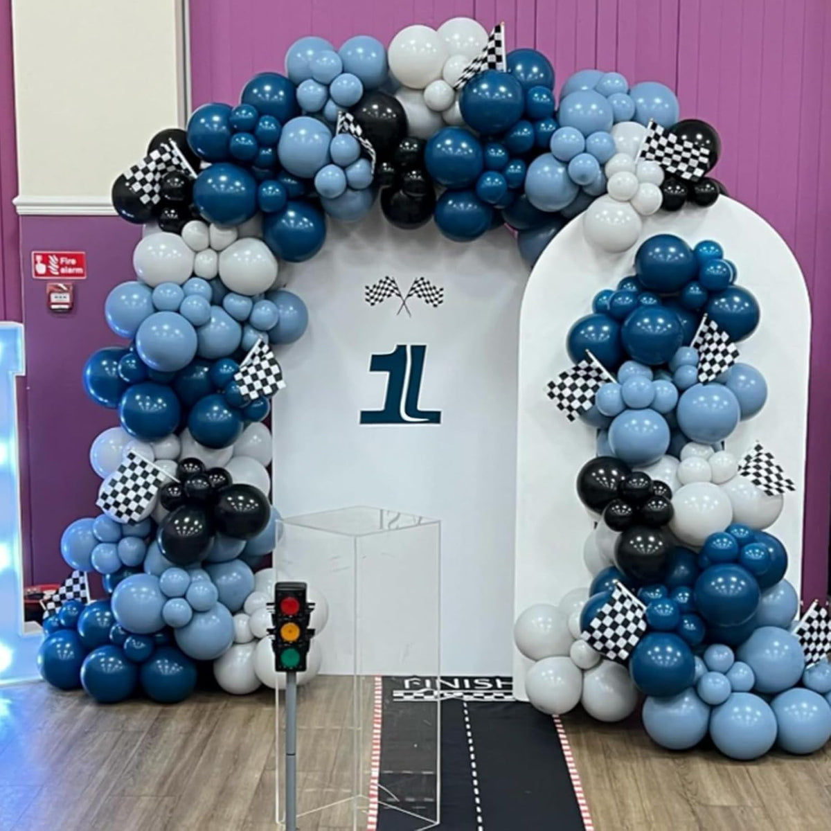 Race Car Balloon,Blue and Black Balloons,Dusty Blue Black Latex Balloon for Boys Girls Baby Shower