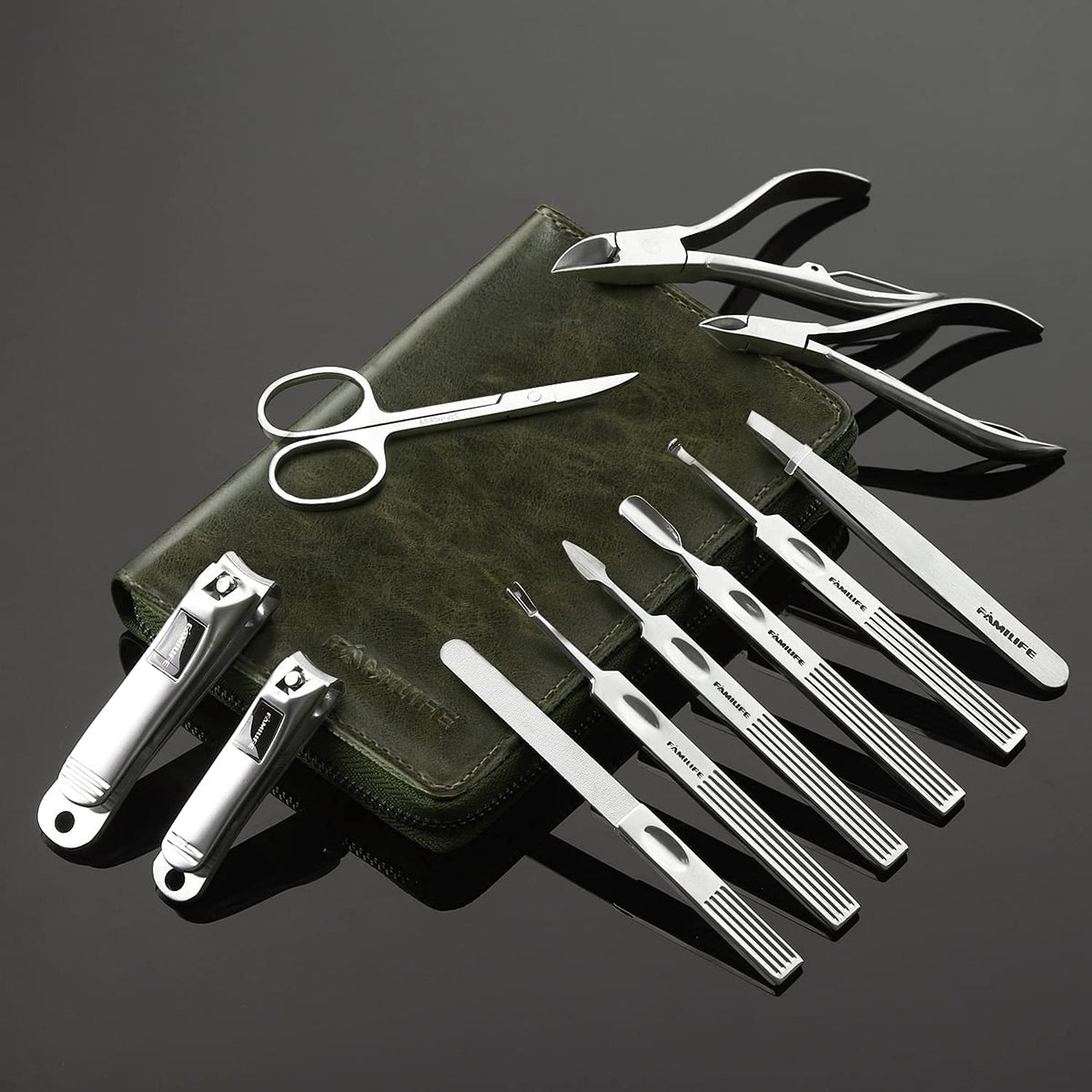 FAMILIFE Manicure Set, Professional Manicure Kit Nail Clippers Set 11 in 1 Stainless Steel Nail