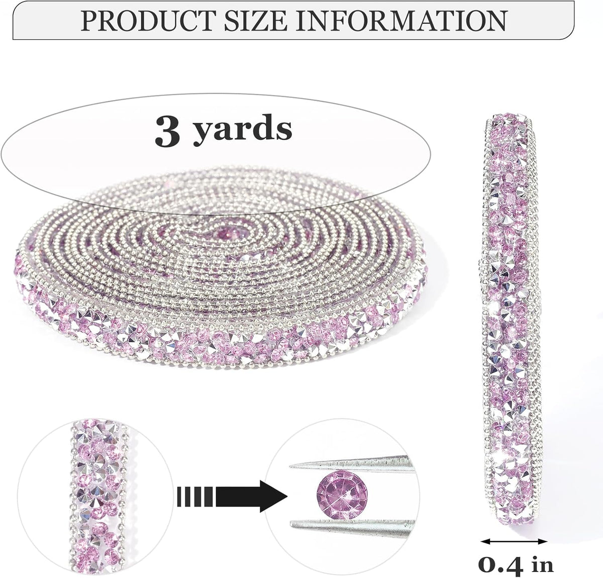 Rhinestone Ribbon 3 Yards Self Adhesive Rhinestone Strips Diamond Ribbon Sticker Crystal Roll