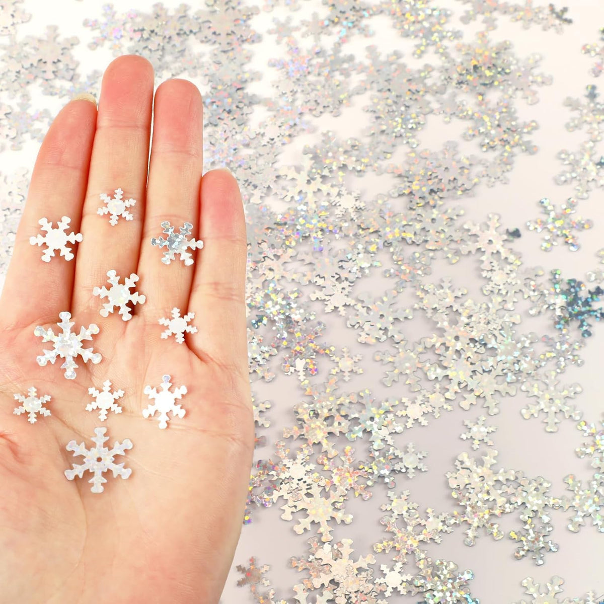 MARFOREVER Christmas Snowflakes Confetti, Winter Glitter Sprinkles Laser Snowflake Frozen Table