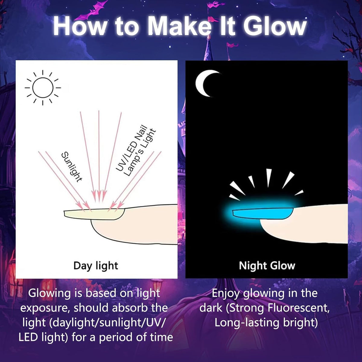 Glow in the Dark Nail Powder, 6 Colors Glow Dark Powder Dip Powder, Luminous Pigment Powder