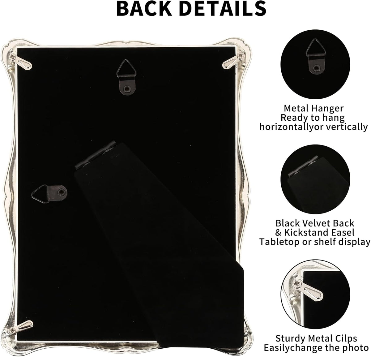 4 x 6'' Premium Alloy Silver Photo Frame - Luxury Display with Real Glass and Velvet Backing,Hi End