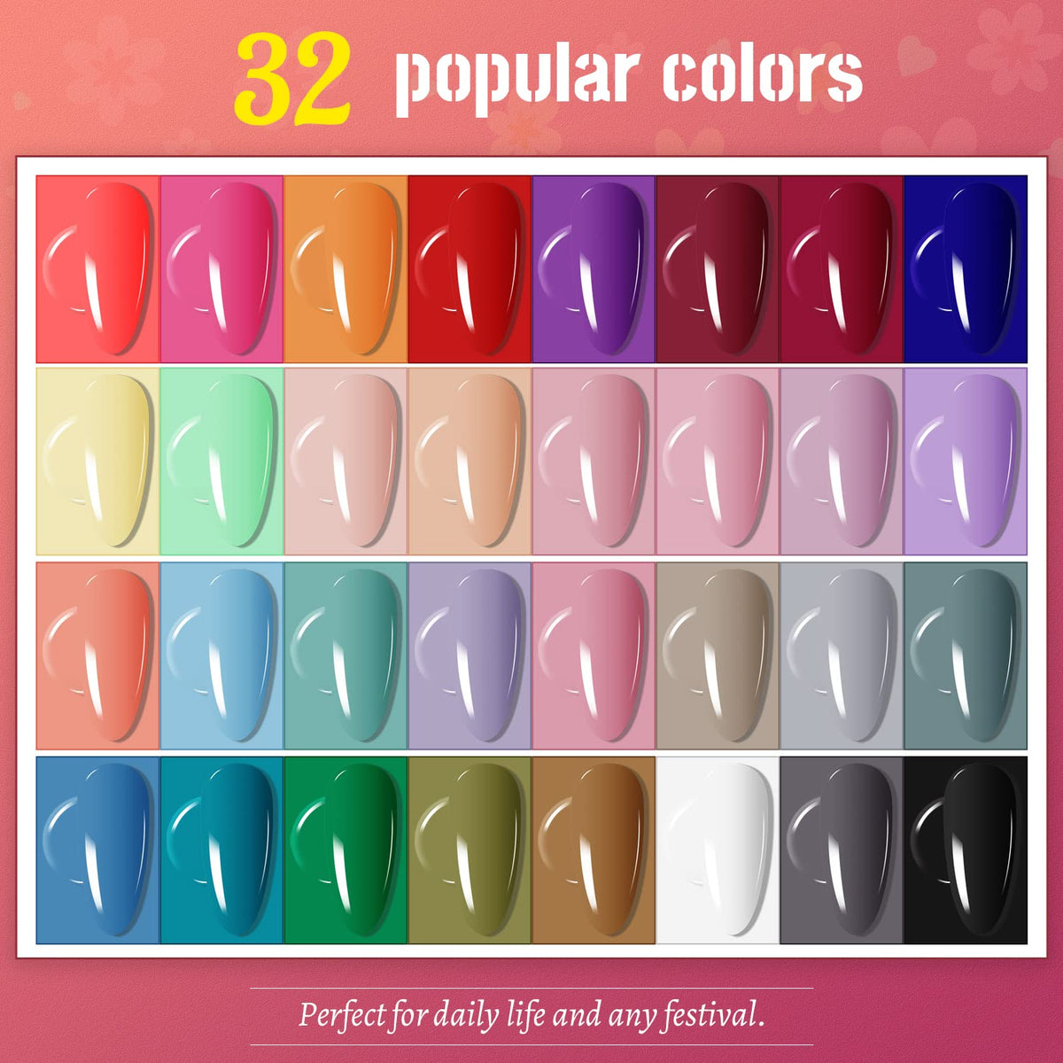 JODSONE Gel Nail Polish Kit with U V Light 36 PCS Classic Black and White Nude and Blue Purple Gel