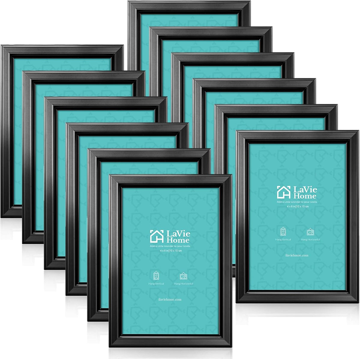 LaVie Home 4x6 Picture Frames (12 Pack, Black) Simple Designed Photo Frame with High Definition