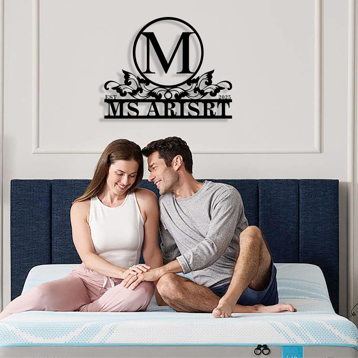 Custom Metal Name Sign, Personalized Family Last Name Signs for Home, Split Letter Monogram Wall
