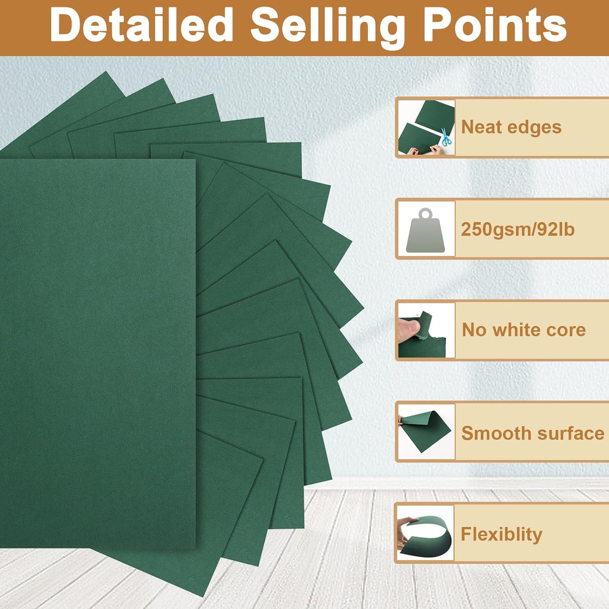 28 Sheets Dark Green Cardstock 8.5 x 11 Craft Paper, 92lb Heavyweight Christmas Green Card Stock