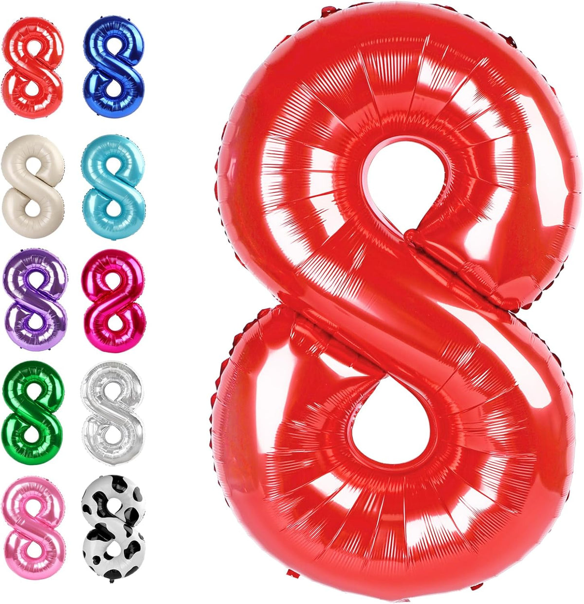 Red Foil Number 8 Balloon 40 Inch, Helium Mylar Eight Number 8 18 28 38 48 58 80 88 Birthday