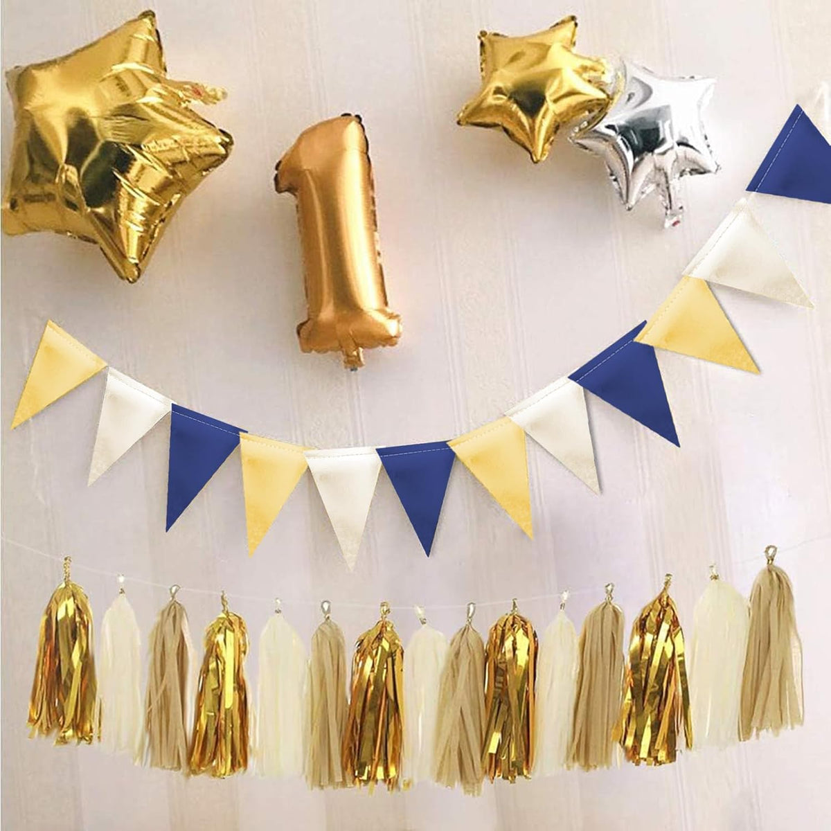 MerryNine Triangle Flag Bunting Banner, 3 Pack Vintage Style Pennant Banner for Wedding, Baby
