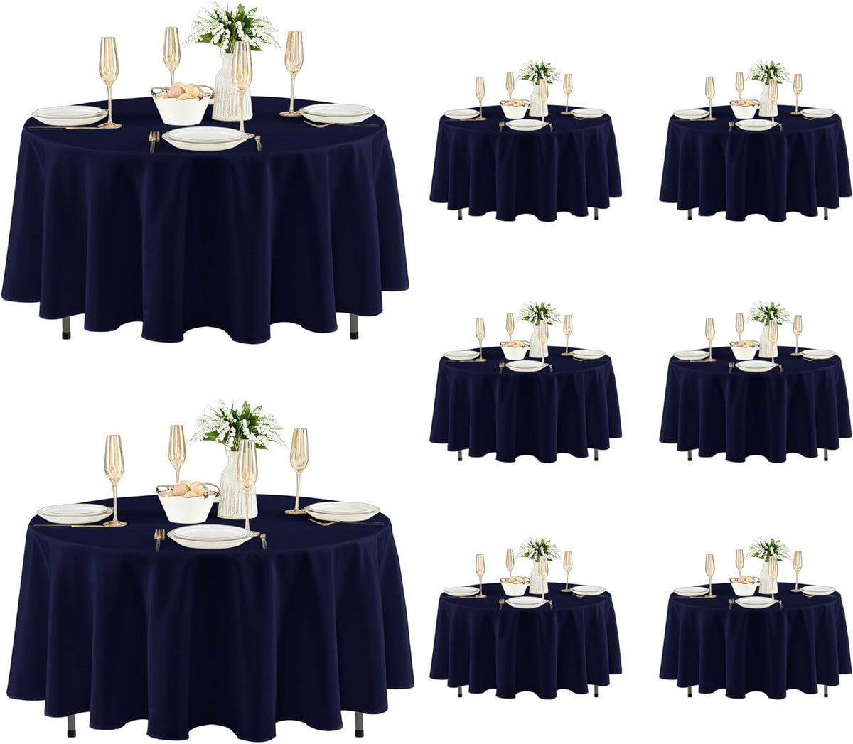 Fitable 8 Pack Round Tablecloths: Stain Resistant Wrinkle Free Circle Table Clothes, Washable