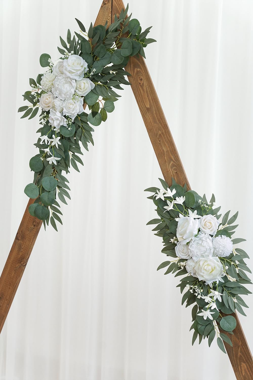Artificial Flower Swag Set of 2 for Wedding Welcome Signs Floral Decorations, White Wedding Arch