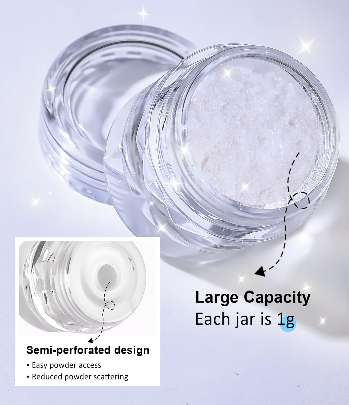 Moonlight White Chrome Nail Powder BISHENGYF - 1g Super Glossy Pearl Effect Chrome Nail Powder for