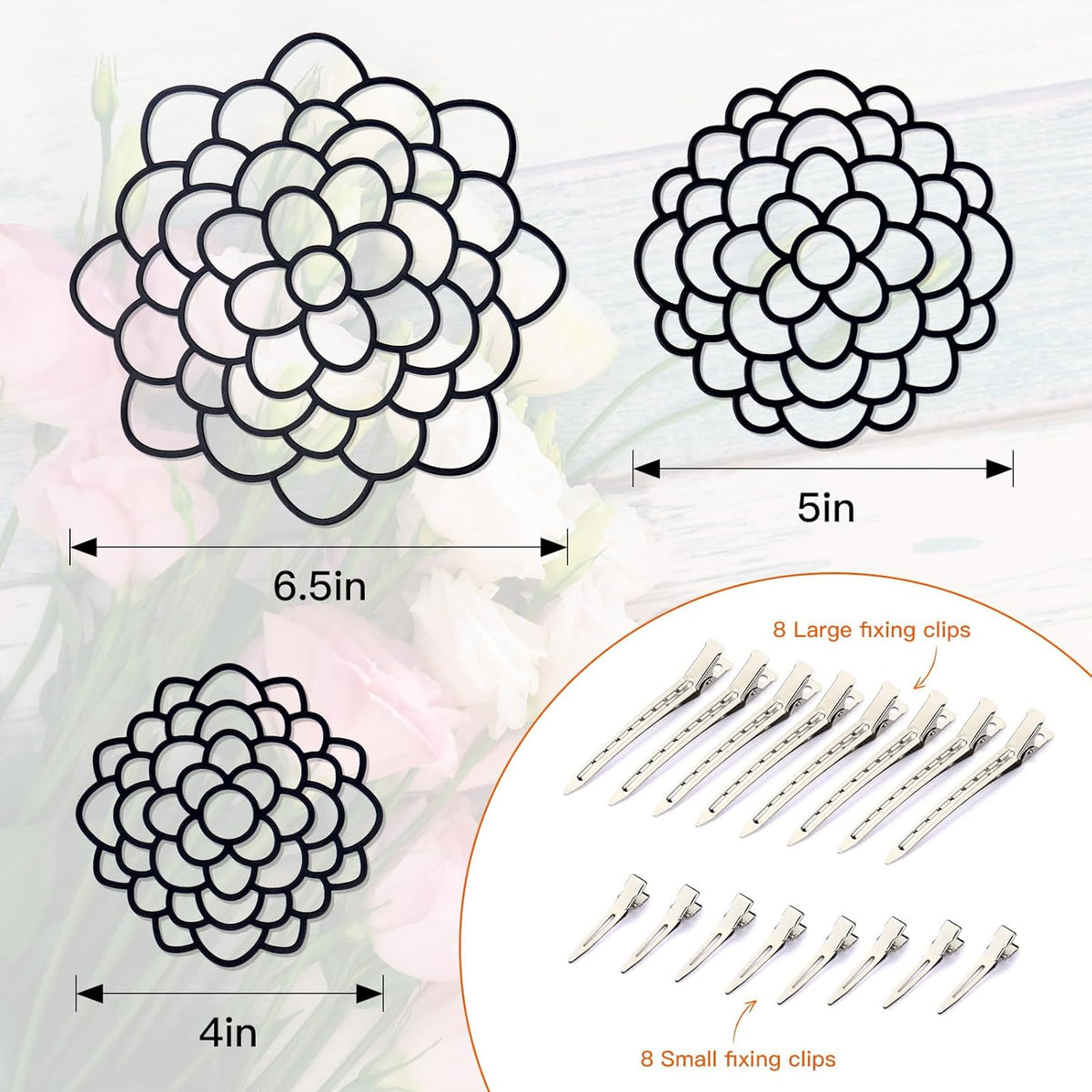 3 Pcs Modern Flower Frog Metal Flower Arrangement Holder Floral Grid Used for Vase Flower
