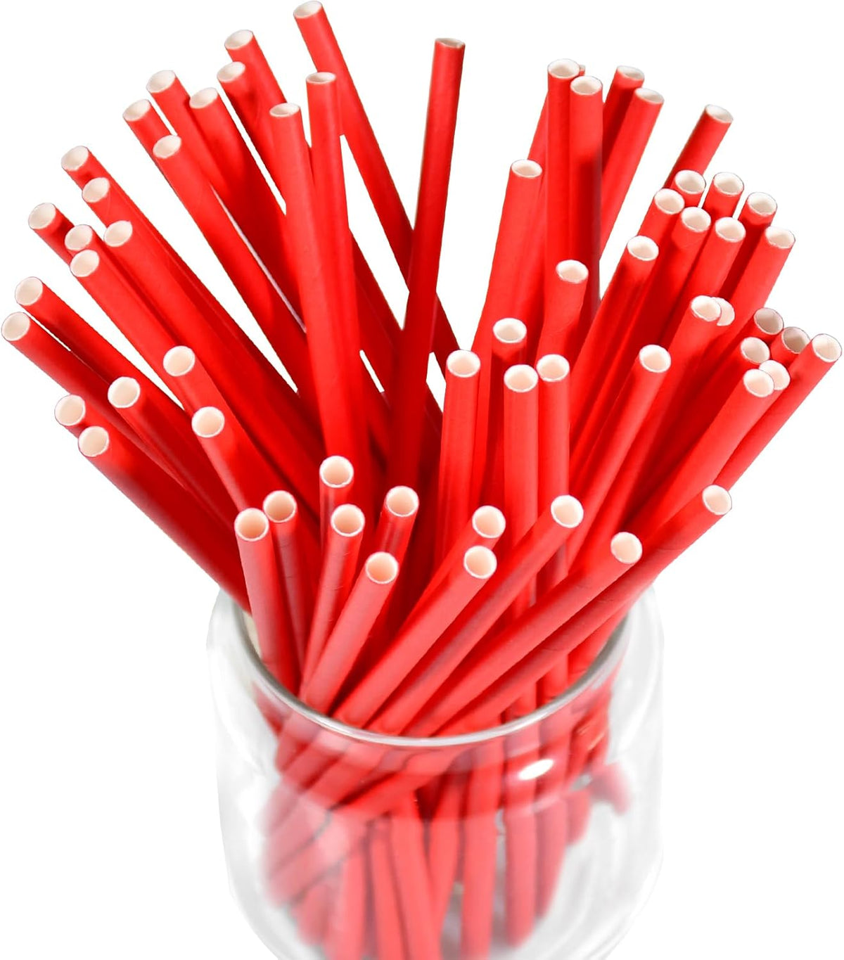 Disposable 7.75 inch Solid Red Paper Straws 100 Counts for Drinking, Decoration, Cake Pops, DIY