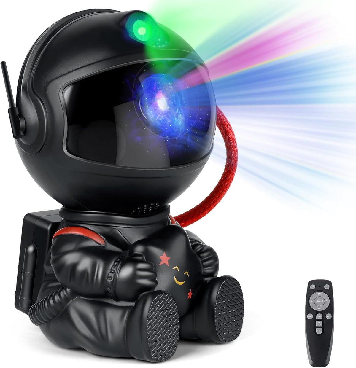 Astronaut Galaxy Projector Lamp – Black Astronaut Holding Star, Starry Sky Night Light for Bedroom