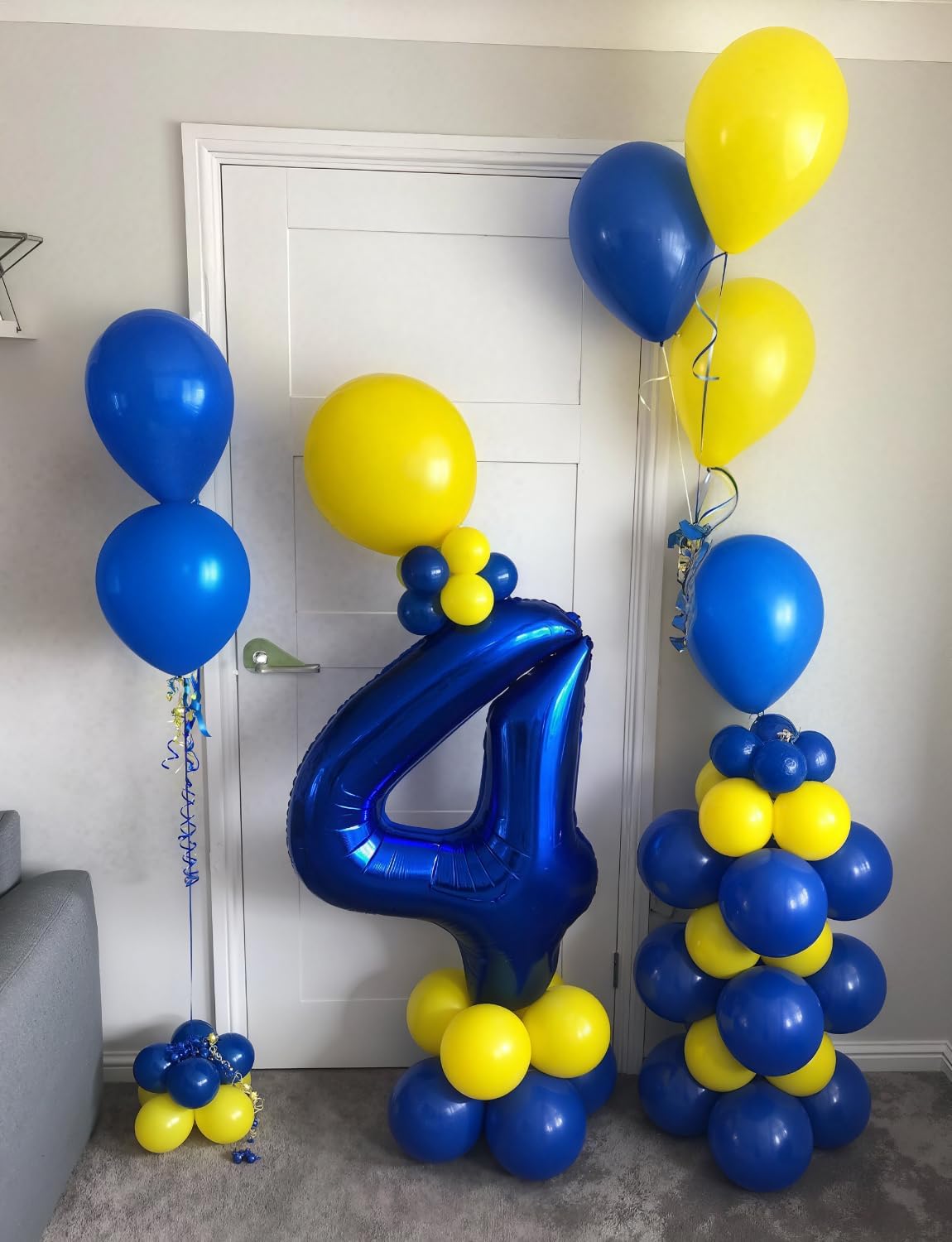 Blue and Yellow Balloons - Navy Blue Balloons 12 Inch Yellow Latex Balloon Glitter Confetti Balloon
