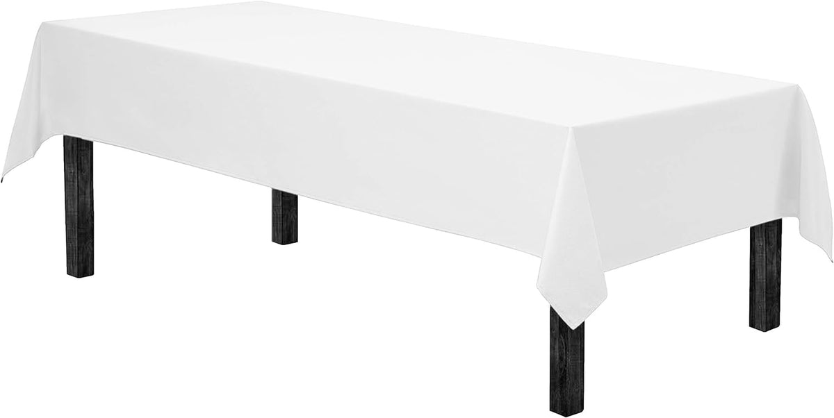 Gee Di Moda Rectangle Tablecloth - 60 x 102 Inch White Table Cloth for 6 Foot Rectangle Table