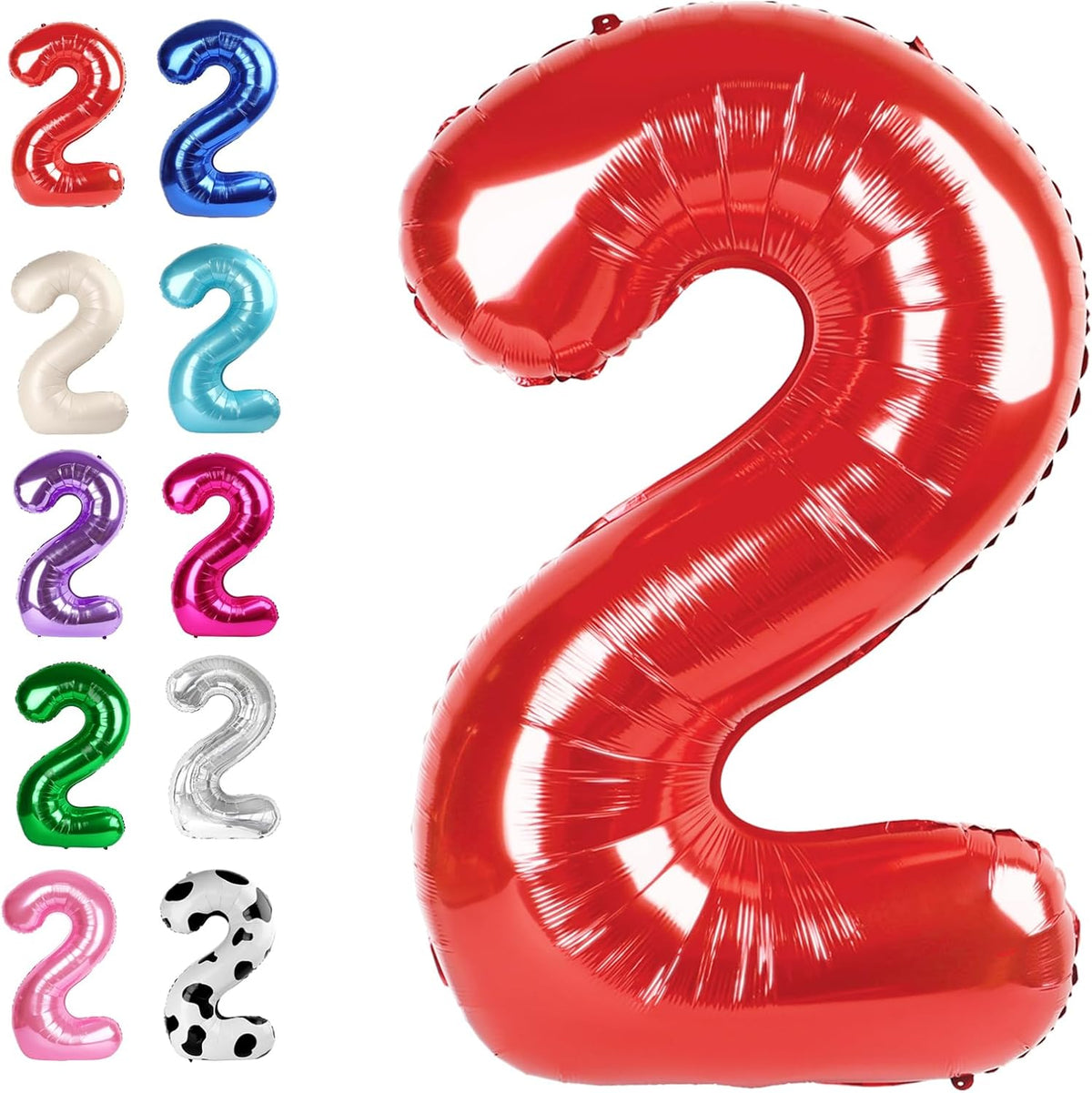 40 Inch Big Red Number 2 Balloon Birthday Decoration, Number 2 Helium Balloon 12 20 22 23 24 26 28