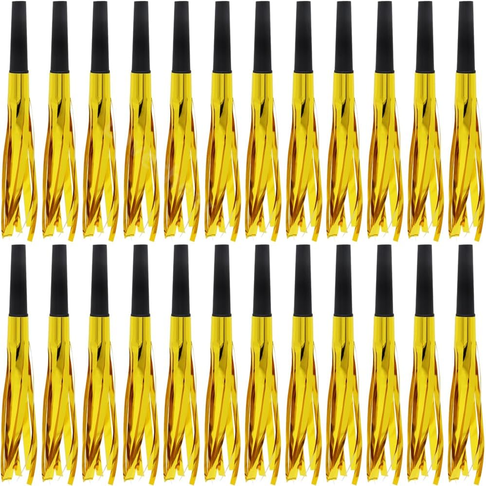 Lovecheer 24/60PCS Glitter Noise Makers Metallic Fringed Party Blowers for Adults Birthday Wedding