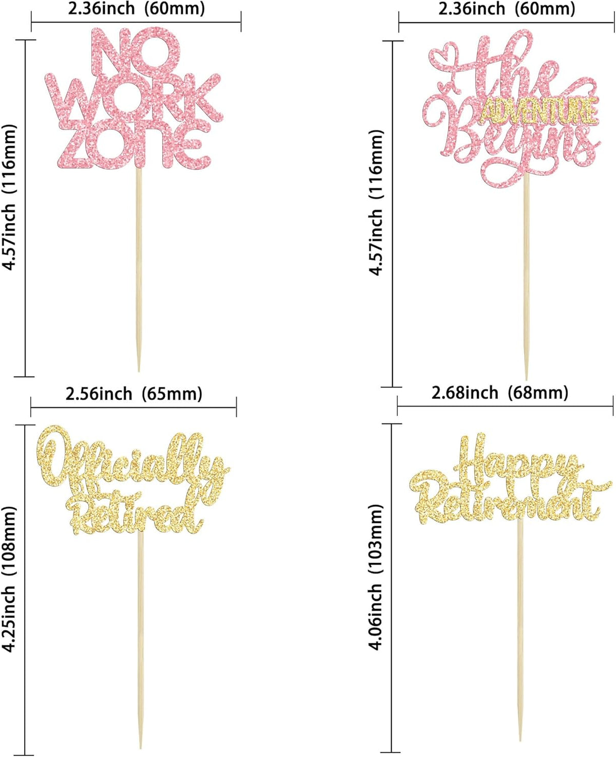 24Pcs Happy Retirement Cupcake Toppers Officially Retired Cake Toppers No Work Zone Adventure