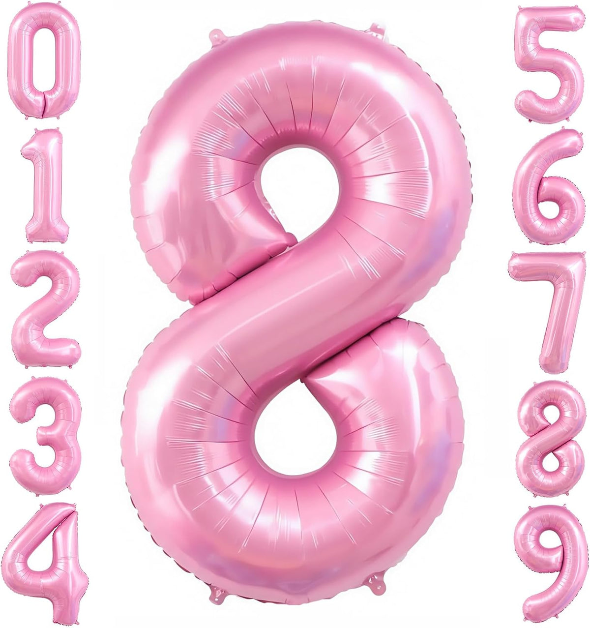 Pastel Pink 8 Balloon, Light Pink 8 Balloons Number,40 Inch Helium Foil Mylar Number 8 Balloon for