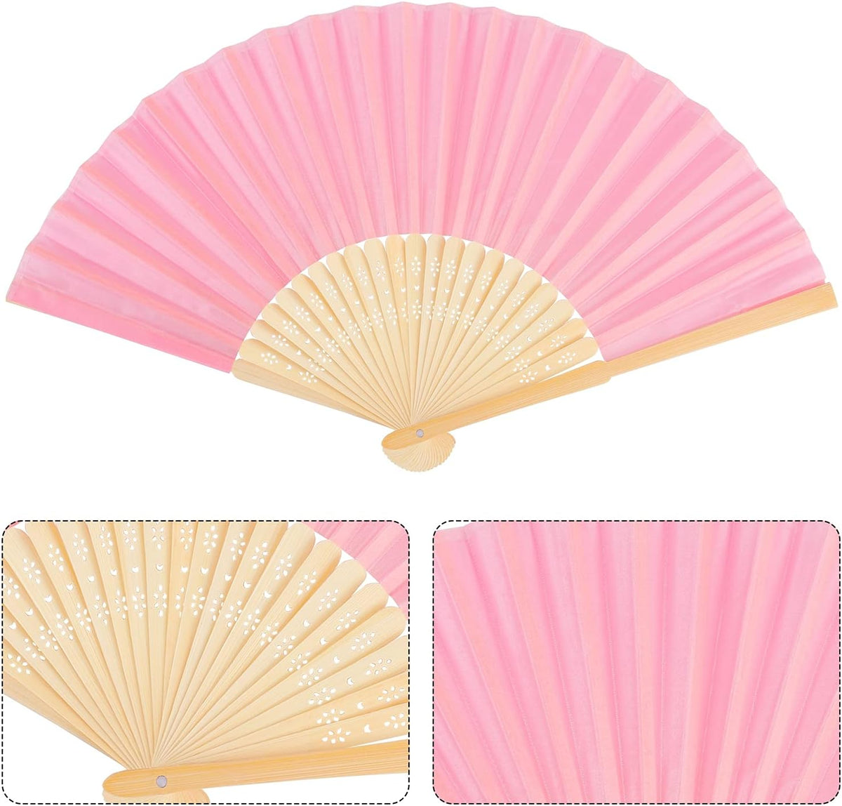 URATOT 36 Pieces Multicolor Folding Fans Silk Bamboo Folding Fans Handheld Fan for Wedding, Party