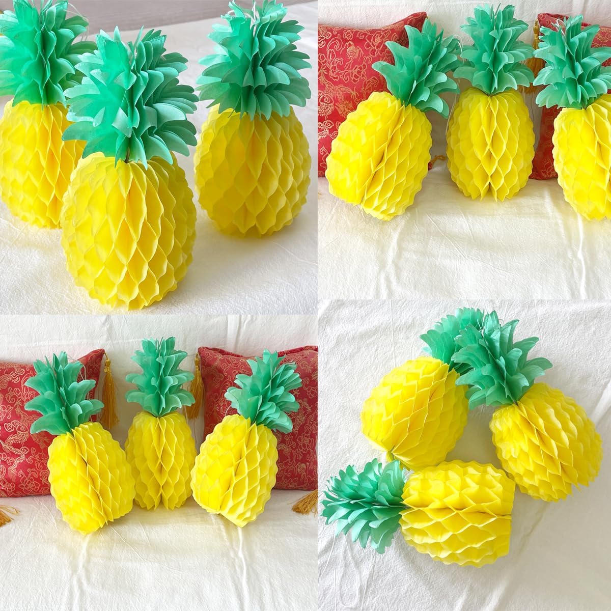 10inch Paper Pineapple Honeycomb Decorations 8pcs Tissue Party Pineapple Centerpieces Hanging