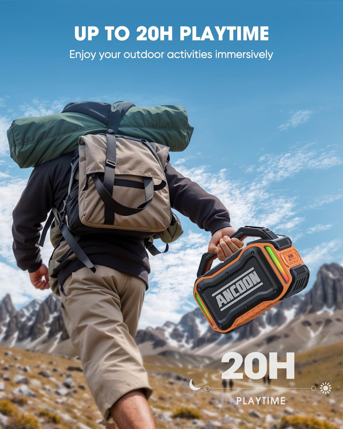 Speakers Bluetooth Wireless: 80W(Peak) Loud Speaker with Bass, 20H Playtime, IPX6 Waterproof, Large