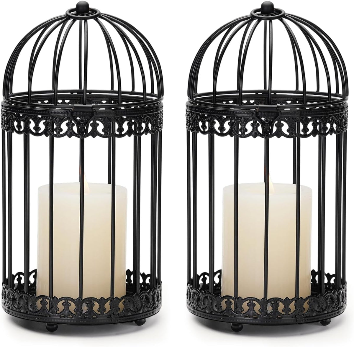 NUPTIO Vintage Bird Cage Lantern: Black Hanging Bird Cage Decor Candle Lanterns for Centerpiece