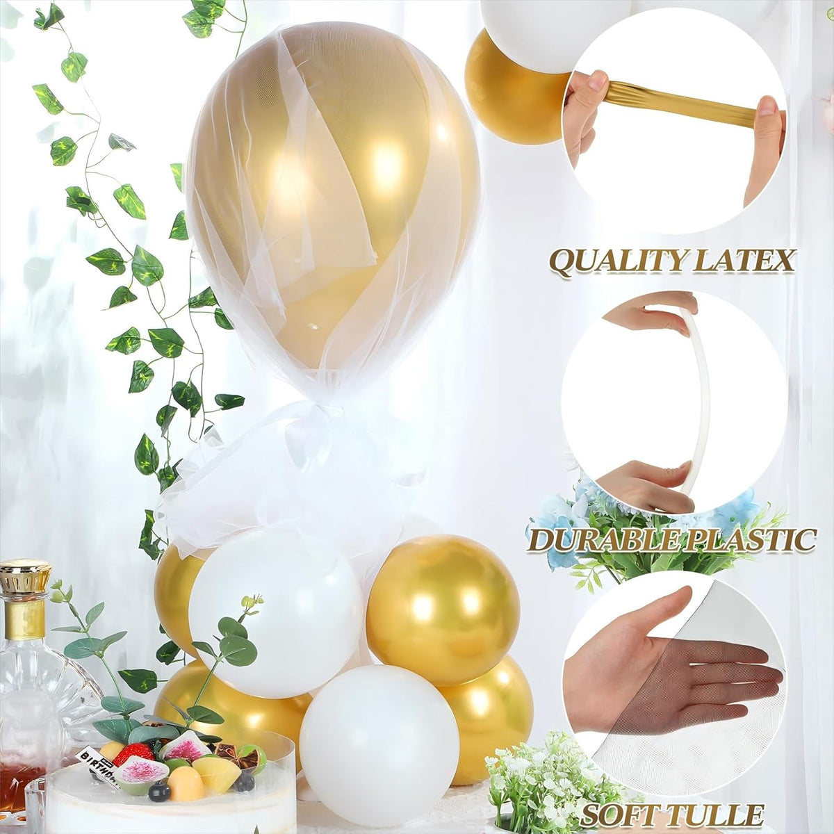 BBTO 8 Set Table Centerpieces Balloons Stand Kit, 80 Pcs Latex Balloons and Table Stand Holder with