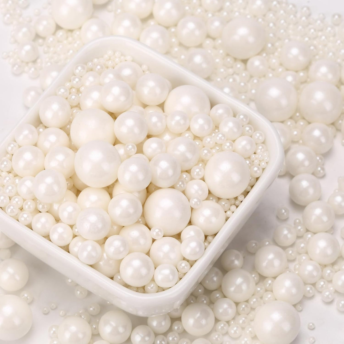 QuirkTech Pearl Sprinkles Mix-sized, 1.1Lb/500g White Edible Pearls for Cake Decorating, Ice Cream