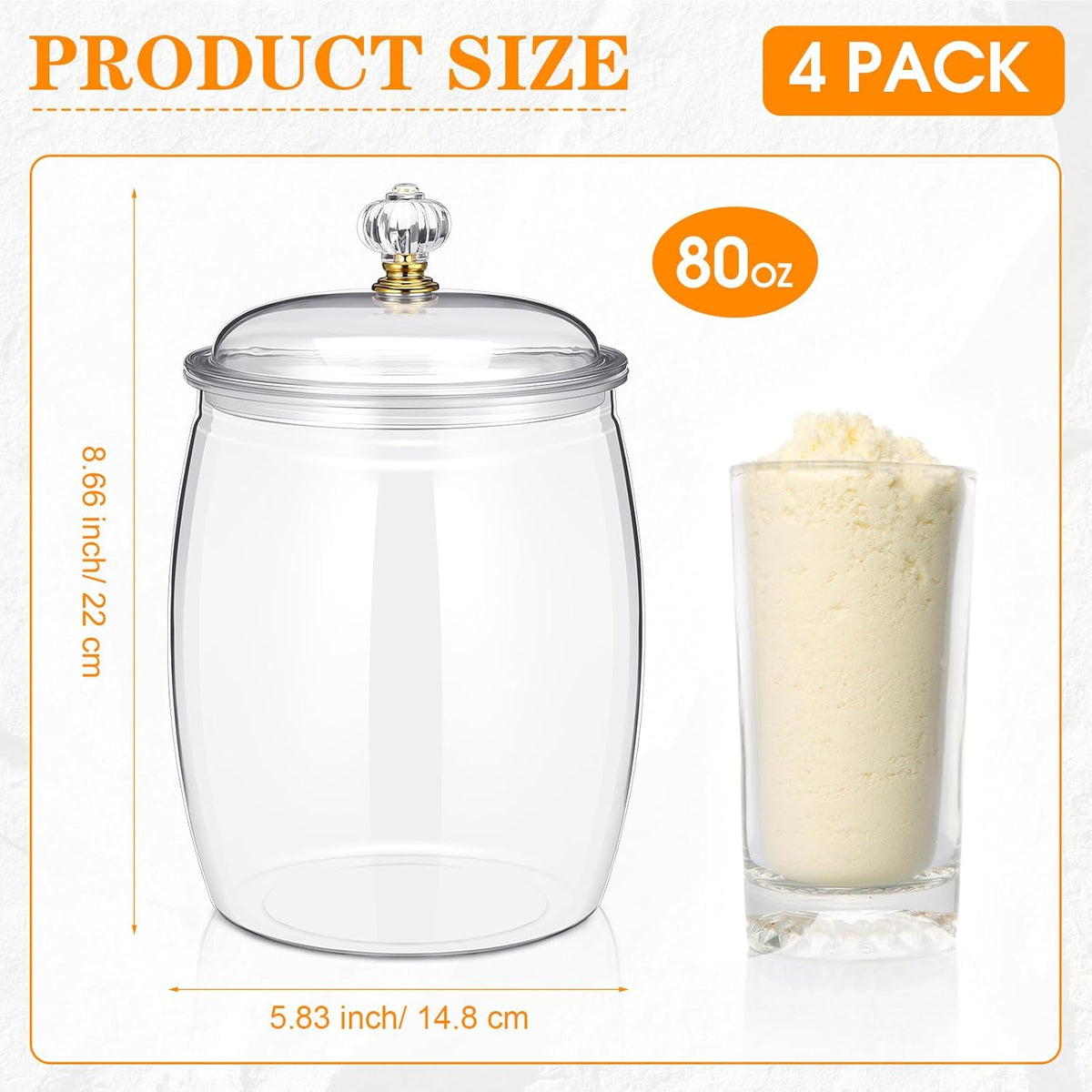 Nuogo 4 Pcs Plastic Candy and Cookie Jars with Lids Clear Cookie Container Candy Jars Large