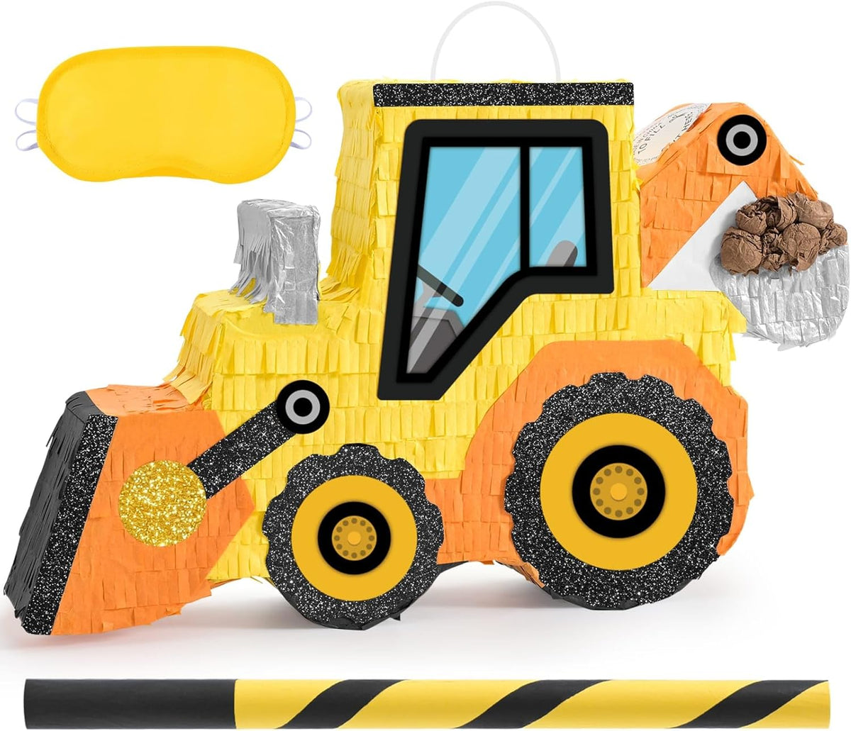 WERNNSAI Construction Pinata - Construction Party Supplies Dump Truck Pinata with Blindfold and Bat