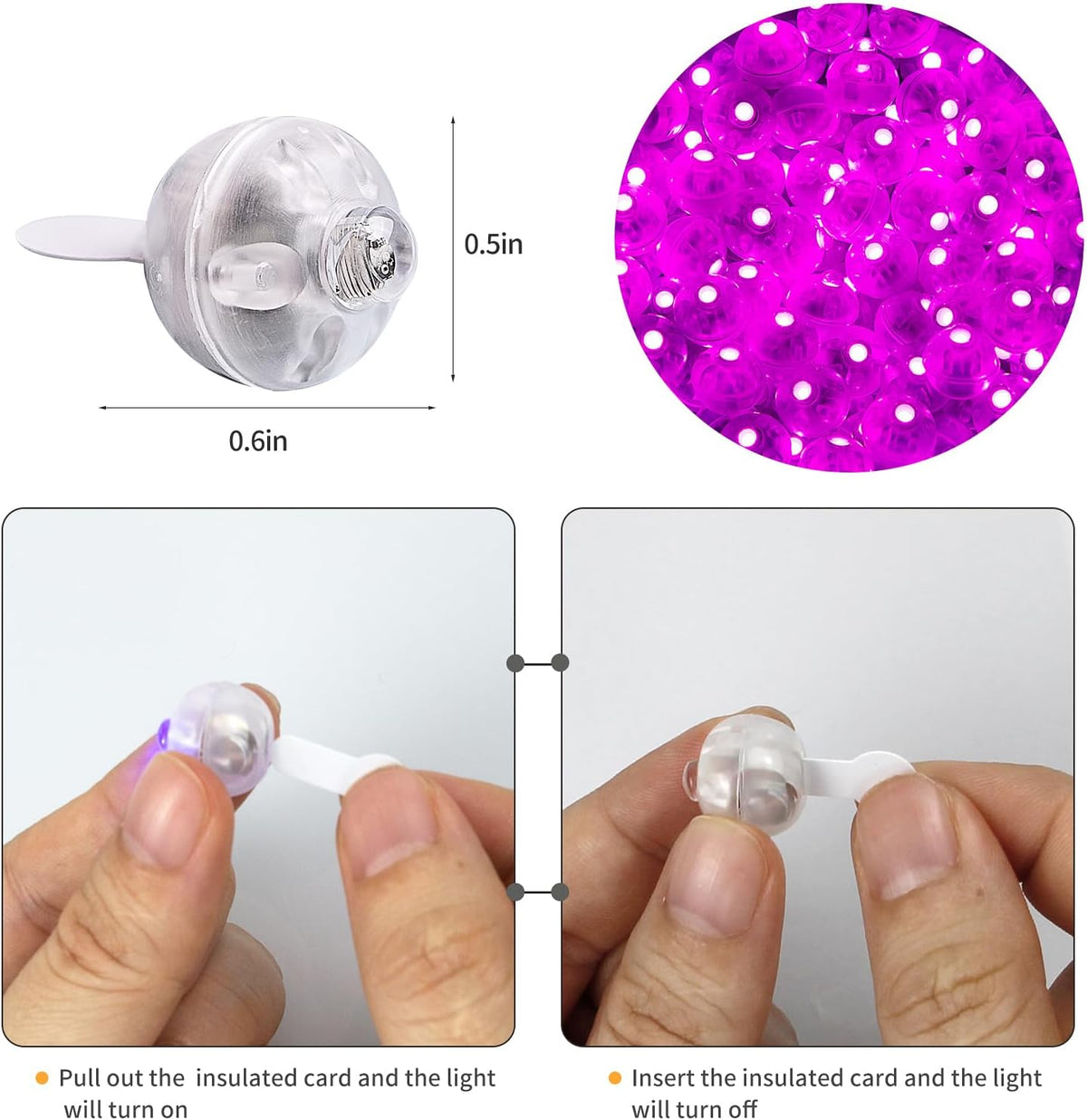 Aogist 100Pcs Pink Balloon Lights with Hook,Long Standby Time,Waterproof Mini Light for Birthday