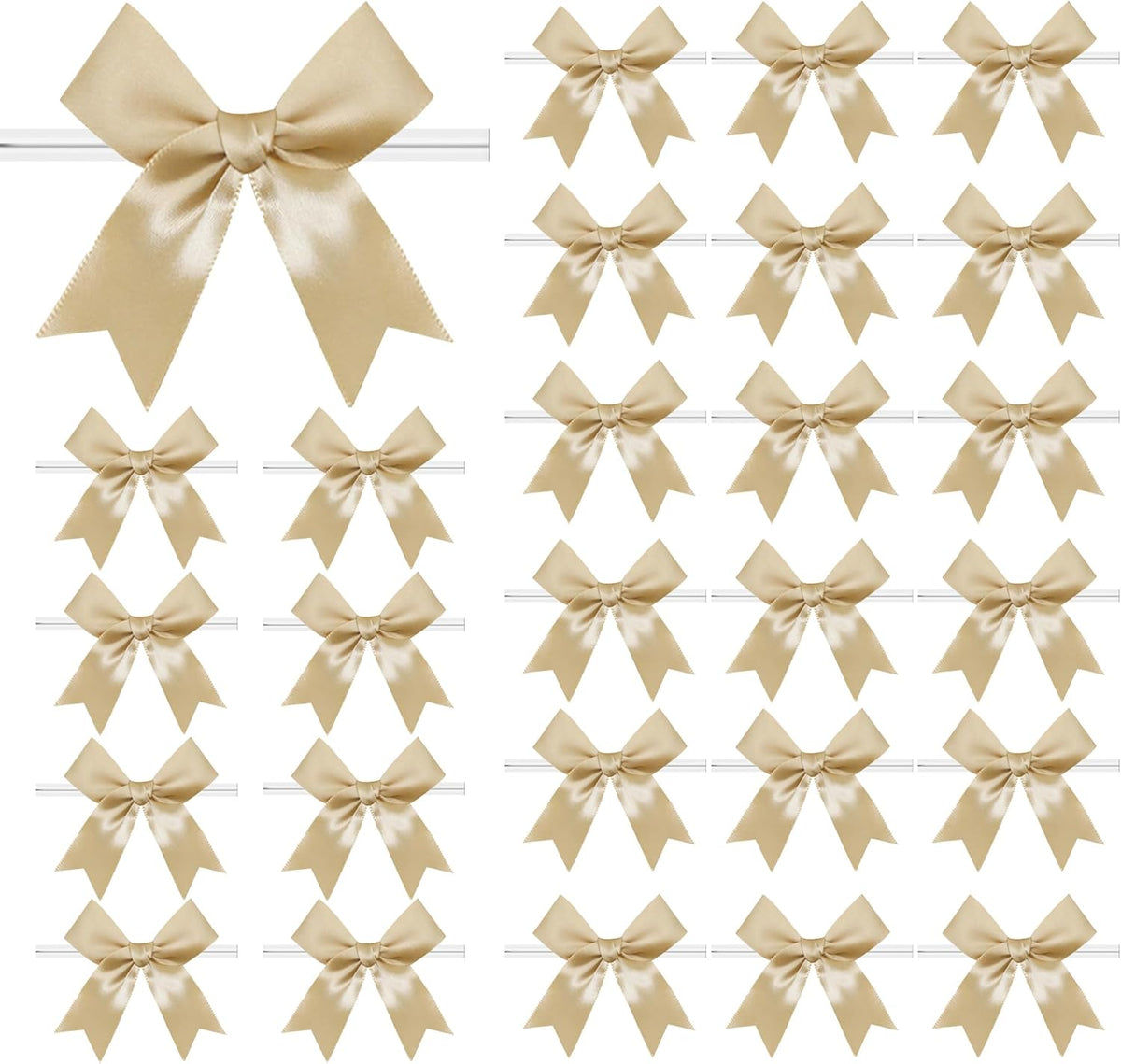 50 PCS Twist Tie Bows Satin Ribbon Bows 3.3 Inch Gift Wrap Bows Craft Bows for Gift Wrapping, Party