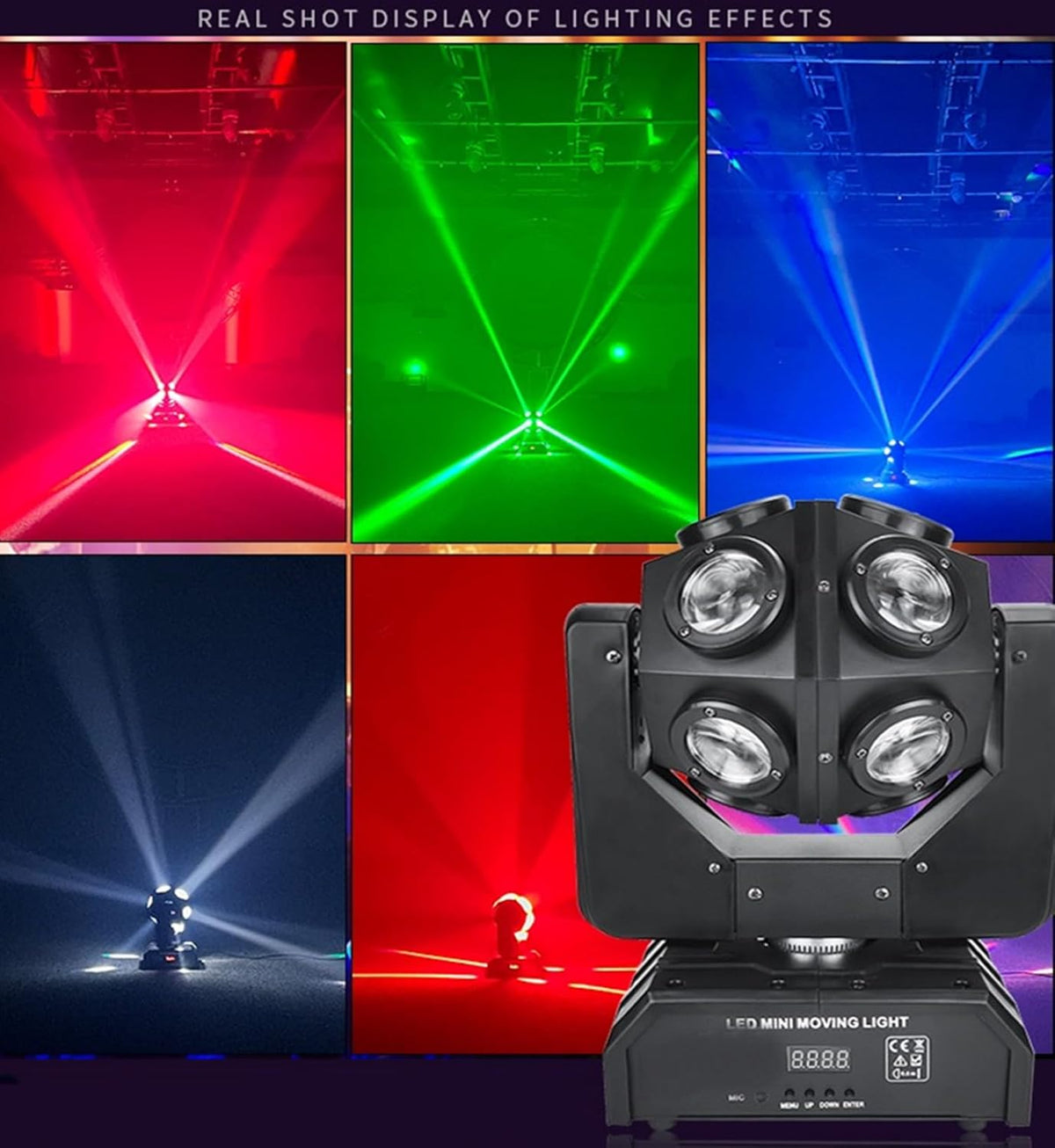 Moving Head DJ Light Party RGBW LED Beam Lights DMX 512 Strobe Light with Sound Activated