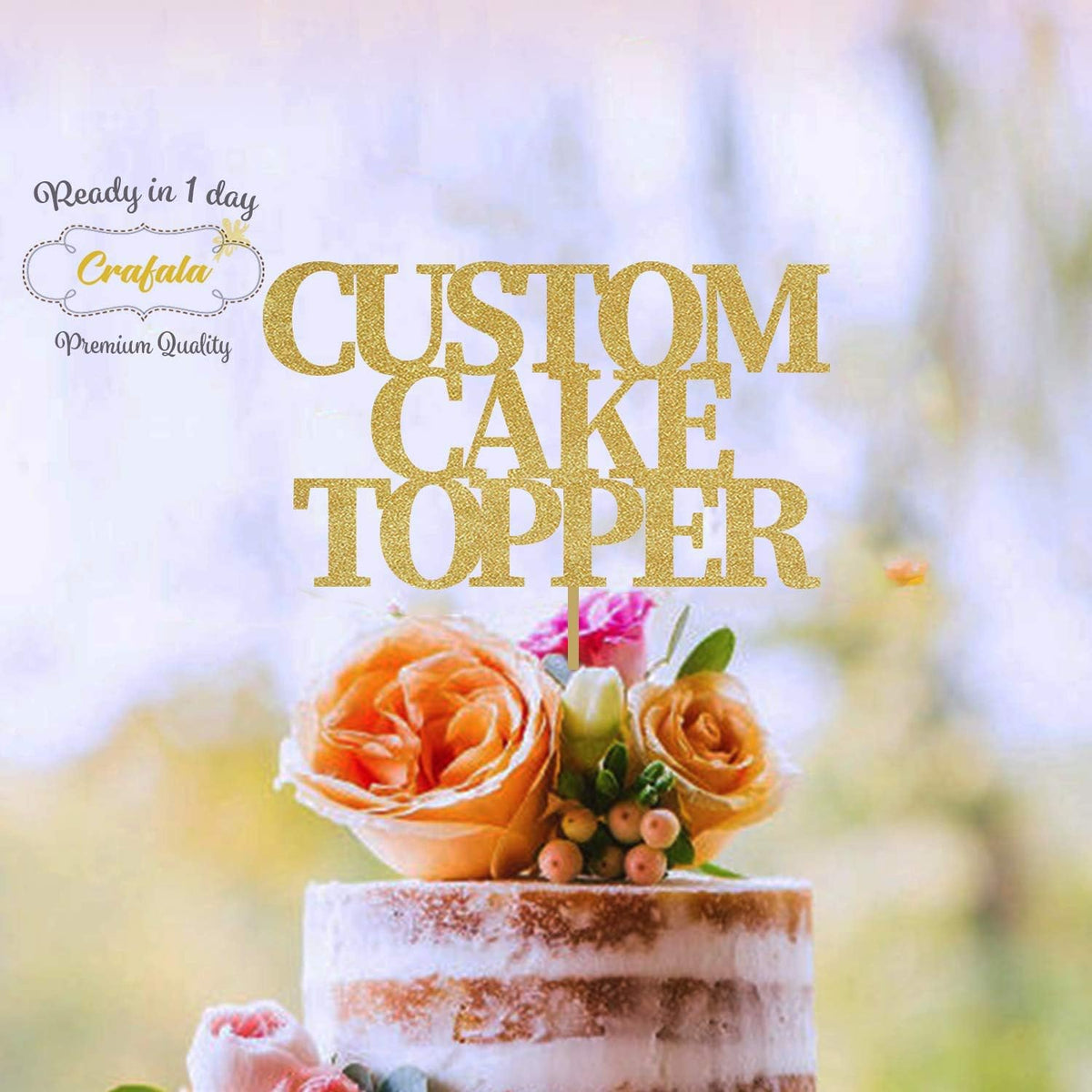 Custom Cake Topper, Glitter Colors, Block Font, Custom Text Cake Topper, Birthday, Bride, Marry