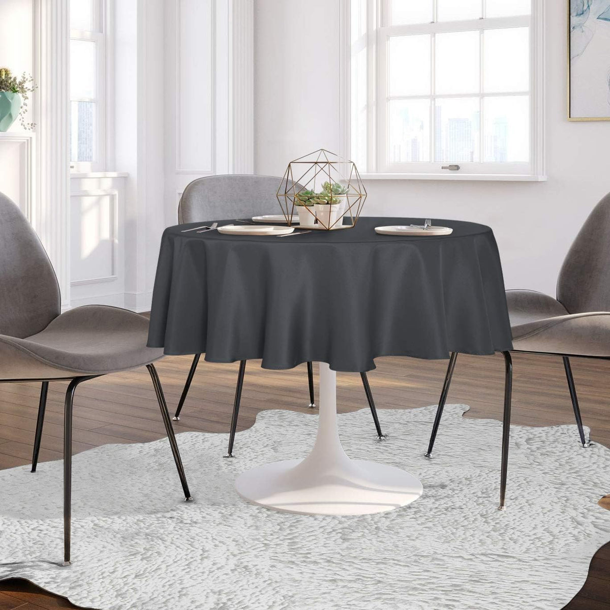 sancua Round Tablecloth - 48 Inch - Water Resistant Spill Proof Washable Polyester Table Cloth