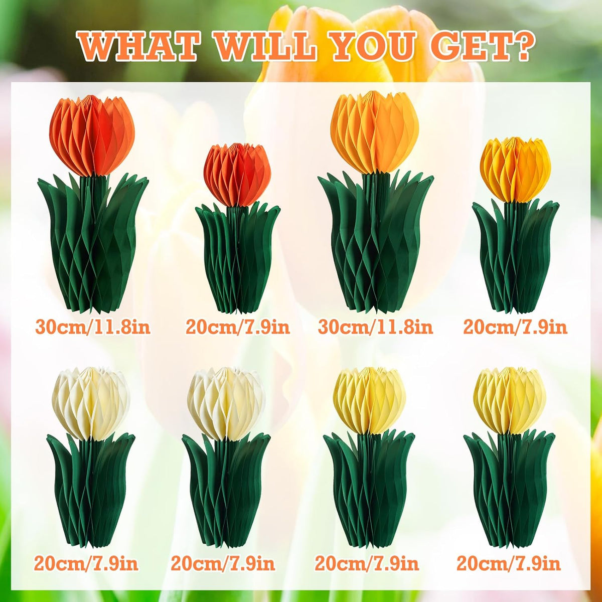 SUNBEAUTY 8 PCS Flower Honeycomb Decoration Tulip Honeycomb Decoration Mother's Day Decoration