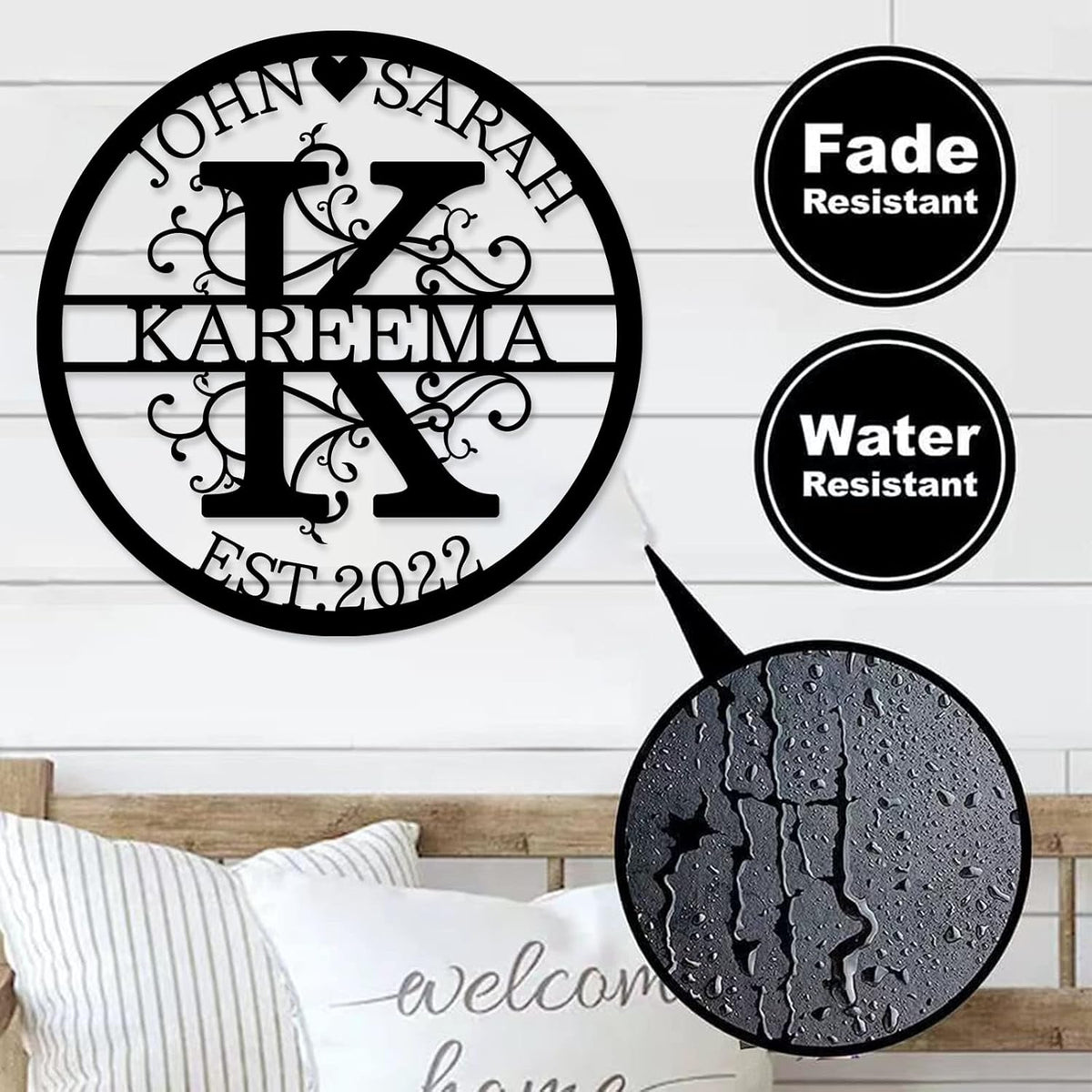 Personalized Last Name Metal Signs - Custom Metal Signs - Split Letter Monogram - Family Sign- Wall